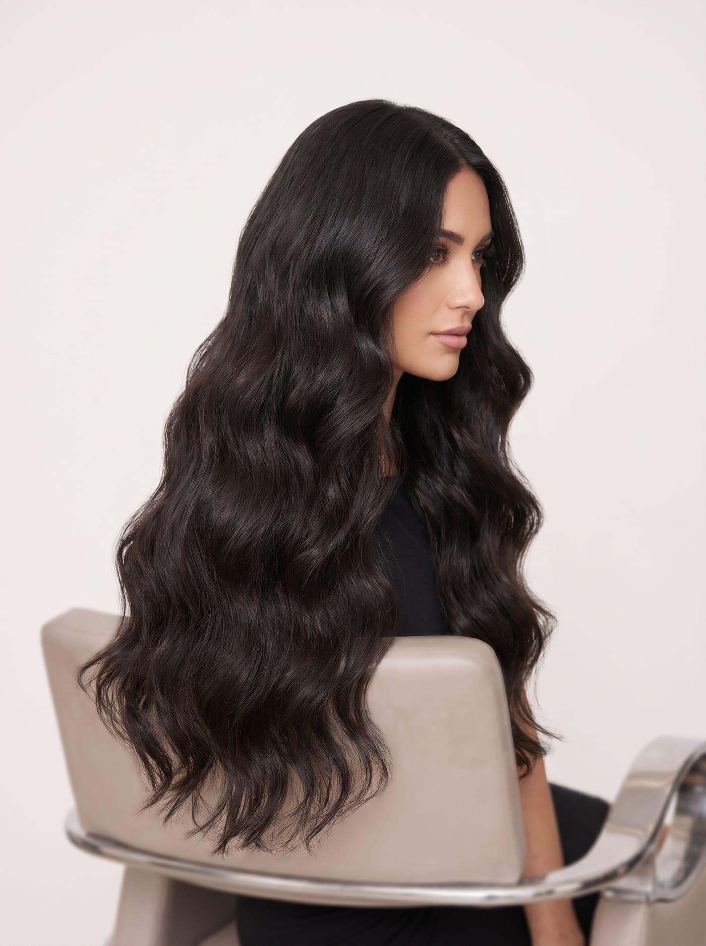 Long, voluminous hair with seamless extensions